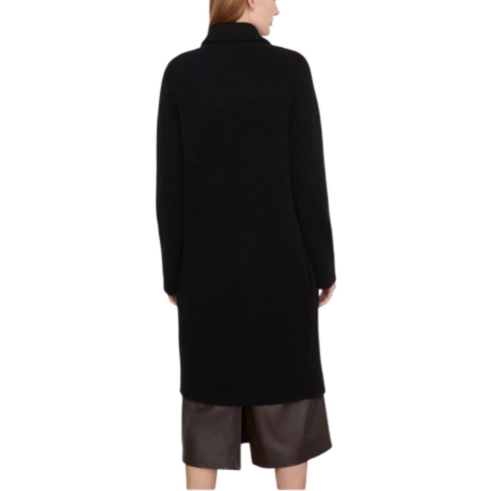 Vince Black Long Wool Blend Coat Minimalist Button Front Luxury Outerwear - Picture 4 of 14